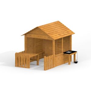 Wooden Garden Playhouse w/ Fencing