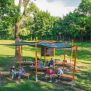 Miniaturka Outdoor Classroom (w/ Wooden Benches, Sunshades, Blackboard & Plant Pots) (3)