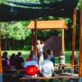 Miniaturka Outdoor Classroom (w/ Wooden Benches, Sunshades, Blackboard & Plant Pots) (2)